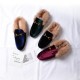 Womens Velvet Fur Slide Slip On Flat Mules Womens Velvet Fur Slide Slip On Flat Mules