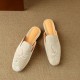 Flat Shoes Green With Hand Embroidered Leaf Velvet Mules Flat Shoes Green With Hand Embroidered Leaf Velvet Mules