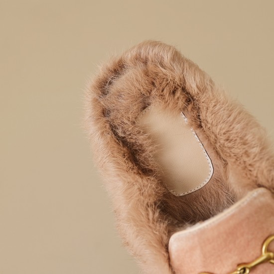 Women Handmade Velvet Fur Lined Loafer Mule Women Handmade Velvet Fur Lined Loafer Mule