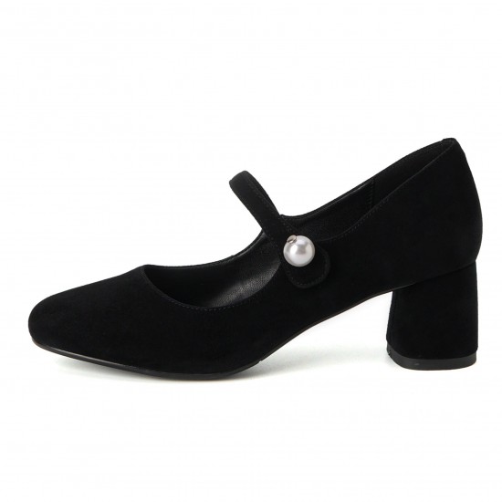 Womens French Retro Mary Jane Leather Pearl Buckle Dress Shoes Womens French Retro Mary Jane Leather Pearl Buckle Dress Shoes