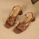 Women's Chunky Heeled Cross Strap Slingback Sandals Women's Chunky Heeled Cross Strap Slingback Sandals