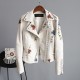 Women Floral Print Embroidery Faux Soft Leather Jacket Women Floral Print Embroidery Faux Soft Leather Jacket