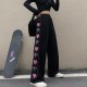Pink Heart Pants High Waisted Straight Leg Girls Fashion Pink Heart Pants High Waisted Straight Leg Girls Fashion