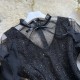Black Mesh Collar Bow Long-sleeved Dress Black Mesh Collar Bow Long-sleeved Dress