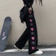 Pink Heart Pants High Waisted Straight Leg Girls Fashion Pink Heart Pants High Waisted Straight Leg Girls Fashion