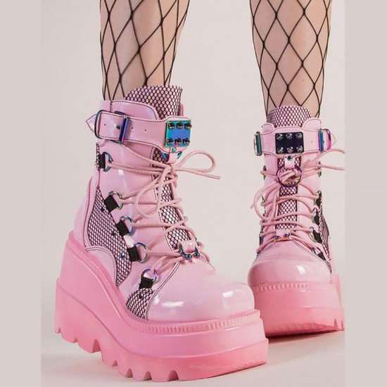 Womens Punk Lace-Up Platform Boots Womens Punk Lace-Up Platform Boots