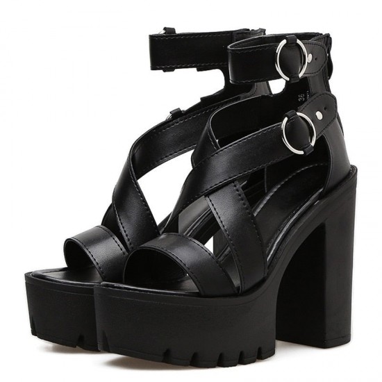 Women Chunky Heel Gladiator Platform Anti-Slip Ankle Sandals Women Chunky Heel Gladiator Platform Anti-Slip Ankle Sandals