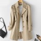 Women Trench Coat Solid Pocket Single-Breasted Mid Long Casual Jacket Women Trench Coat Solid Pocket Single-Breasted Mid Long Casual Jacket