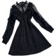 Black Mesh Collar Bow Long-sleeved Dress Black Mesh Collar Bow Long-sleeved Dress
