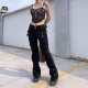 Women's Y2K Black Rivet Low Waist Denim Pants Women's Y2K Black Rivet Low Waist Denim Pants