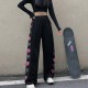 Pink Heart Pants High Waisted Straight Leg Girls Fashion Pink Heart Pants High Waisted Straight Leg Girls Fashion