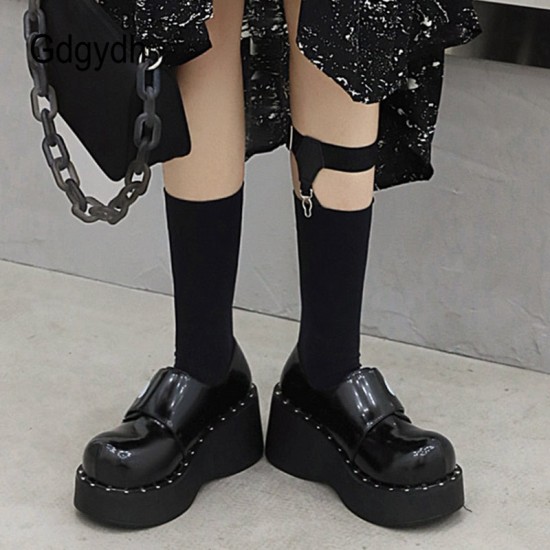 Platform Gothic Skeleton Print Mary Jane Shoes Platform Gothic Skeleton Print Mary Jane Shoes