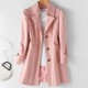 Women Trench Coat Solid Pocket Single-Breasted Mid Long Casual Jacket Women Trench Coat Solid Pocket Single-Breasted Mid Long Casual Jacket