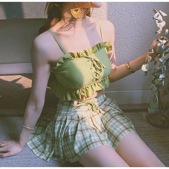 Ruffle Suspenders Two Piece Swimwear Ruffle Suspenders Two Piece Swimwear