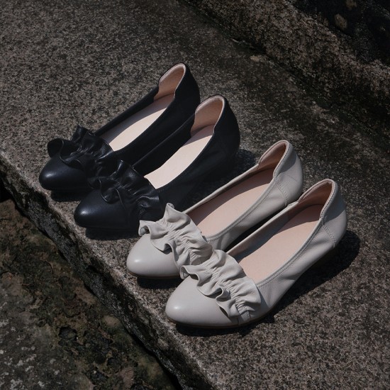Genuine Leather Soft Sole Pointed Toe Low Heel Pumps Women's Shoes Genuine Leather Soft Sole Pointed Toe Low Heel Pumps Women's Shoes