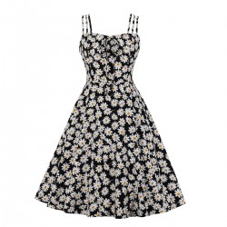 Summer Daisy Vintage Spaghetti Strap Dress