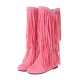 Women's Suede Fringe Boots Inside Booster Mid Length Boots Women's Suede Fringe Boots Inside Booster Mid Length Boots