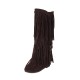 Women's Suede Fringe Boots Inside Booster Mid Length Boots Women's Suede Fringe Boots Inside Booster Mid Length Boots