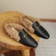 Women Leather Fur Flat Slippers Mules Women Leather Fur Flat Slippers Mules