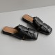 Women's Handmade Leather Closed Toe Casual Hollow Out Flat Mules Sandals Women's Handmade Leather Closed Toe Casual Hollow Out Flat Mules Sandals