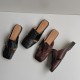 Women's Handmade Leather Closed Toe Casual Hollow Out Flat Mules Sandals Women's Handmade Leather Closed Toe Casual Hollow Out Flat Mules Sandals