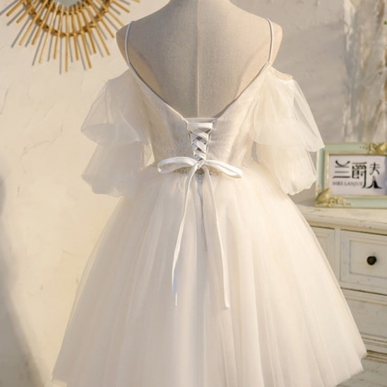 Spaghetti Straps V Neck Lace Tulle Princess Homecoming Dresses Spaghetti Straps V Neck Lace Tulle Princess Homecoming Dresses