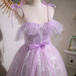 Spaghetti Straps Appliques Tulle Short Homecoming Dresses