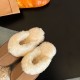 Womens Genuine Suede Leather Wool Fluffy Winter Mules Womens Genuine Suede Leather Wool Fluffy Winter Mules