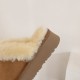 Womens Genuine Suede Leather Wool Fluffy Winter Mules Womens Genuine Suede Leather Wool Fluffy Winter Mules