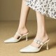 Womens Leather Pointy Toe Buckle Strap Heels Mules Womens Leather Pointy Toe Buckle Strap Heels Mules
