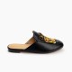 Women Leather Tiger Pattern Slippers Mules Women Leather Tiger Pattern Slippers Mules