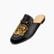 Women Leather Tiger Pattern Slippers Mules Women Leather Tiger Pattern Slippers Mules