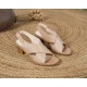Women's Leather Open Toe Block Heel Cross Strap Sandals Women's Leather Open Toe Block Heel Cross Strap Sandals