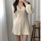Womens Long-Sleeve Cable-Knit V Neck Sweater Mini Dress Womens Long-Sleeve Cable-Knit V Neck Sweater Mini Dress