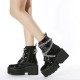 Womens Metal Chain Platform Zipper Boots Womens Metal Chain Platform Zipper Boots