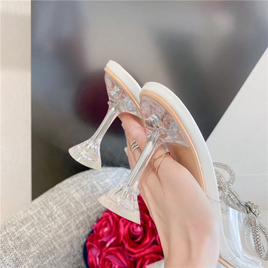 Summer Clear Rhinestone Bow Kitten Heels Summer Clear Rhinestone Bow Kitten Heels