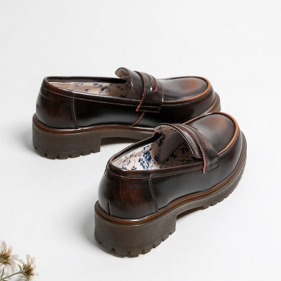 Platform Loafers for Women Round Toe Chunky Heel Platform Loafers for Women Round Toe Chunky Heel