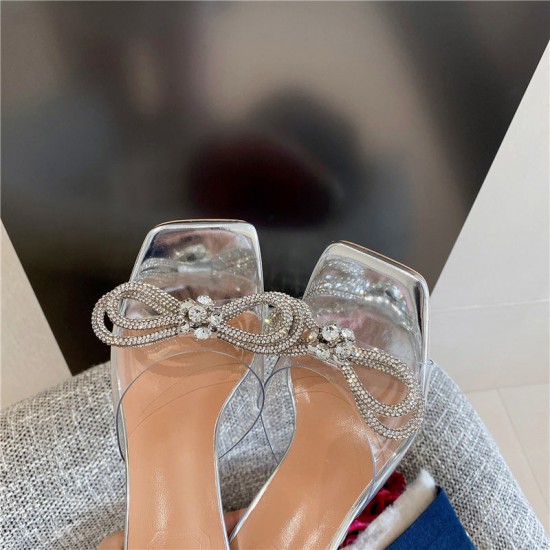 Summer Clear Rhinestone Bow Kitten Heels Summer Clear Rhinestone Bow Kitten Heels