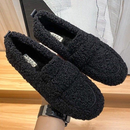 Women Cute Winter Warm Lamb Fur Flat Shoes Loafers Women Cute Winter Warm Lamb Fur Flat Shoes Loafers