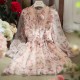 Womens Peach Floral Bow Tie Ruffle Dress With Sleeve Womens Peach Floral Bow Tie Ruffle Dress With Sleeve