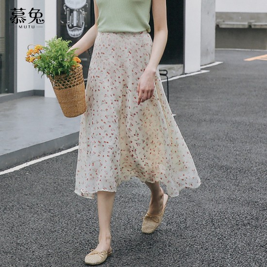 Womens Floral Print Chiffon High Waist Skirt Womens Floral Print Chiffon High Waist Skirt