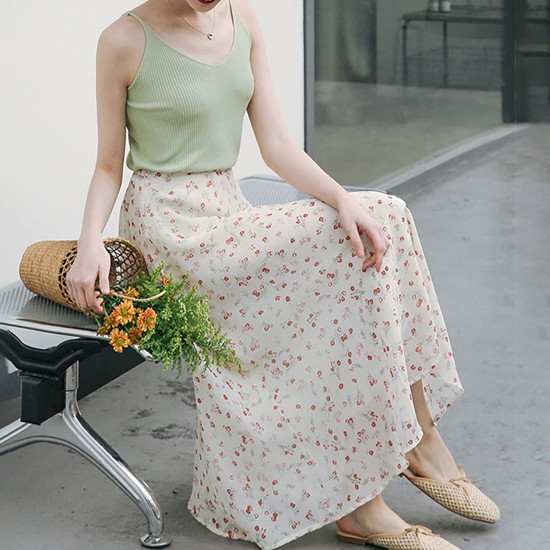 Womens Floral Print Chiffon High Waist Skirt Womens Floral Print Chiffon High Waist Skirt
