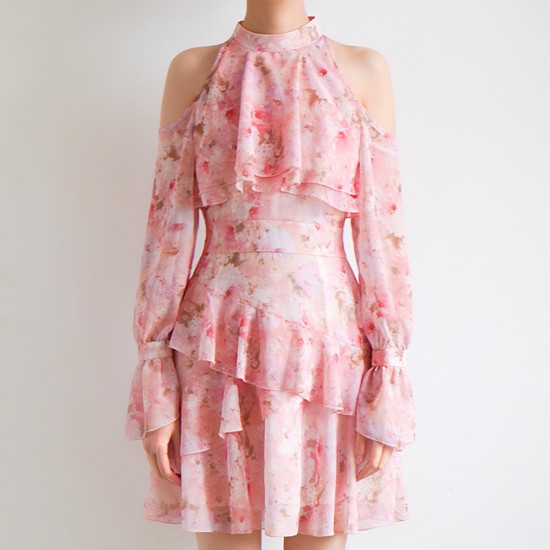 Spring Floral Fairy Halter Long Sleeve Dress Spring Floral Fairy Halter Long Sleeve Dress