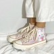 Womens Cute Pink Rabbit Print High Top Canvas Sneakers Womens Cute Pink Rabbit Print High Top Canvas Sneakers