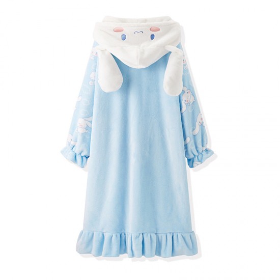 Kawaii Cartoon Cute Puppy Ears Plush Nightgown Kawaii Cartoon Cute Puppy Ears Plush Nightgown