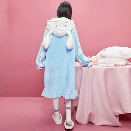 Kawaii Cartoon Cute Puppy Ears Plush Nightgown Kawaii Cartoon Cute Puppy Ears Plush Nightgown