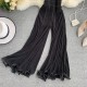 Womens High Elastic Waisted Black Wide Leg Flowy Pants Womens High Elastic Waisted Black Wide Leg Flowy Pants