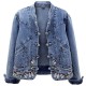 Vintage Autumn Embroidery Women Denim Jackets Washed Blue Jean Coat Vintage Autumn Embroidery Women Denim Jackets Washed Blue Jean Coat