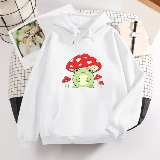 Women Cute Booyo Mushroom Frog Hoodie for Teen Girls Women Cute Booyo Mushroom Frog Hoodie for Teen Girls