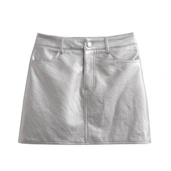Silver Retro Short A-Line Metal Mini Skirts Silver Retro Short A-Line Metal Mini Skirts